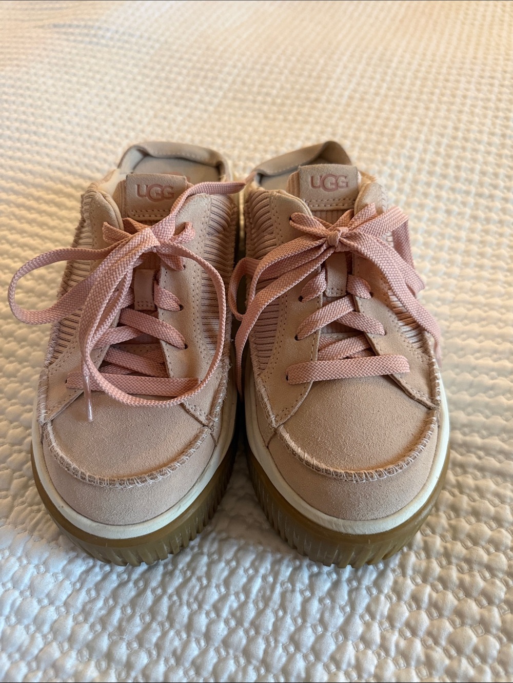 UGG Women's Blush Pink Platform Lace-Up Sneaker Mules
